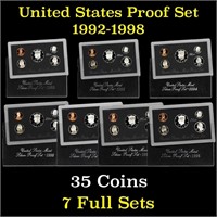 Group of 7 United States Silver Proof Sets 1992-19