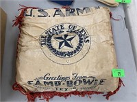 VTG MILITARY US ARMY CAMP BOWIE PILLOW