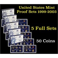 Group of 5 United States Proof Sets 1999-2003 50 c