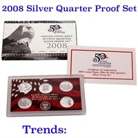 2008 United States Quarters Silver Proof Set - 5 p