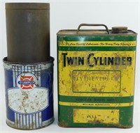 * Petroleum Cans: “Twin Cylinder Hydraulic Oil”