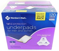 * New Sealed Members Mark 120 ct Underpads - Size