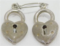 Vintage Sterling Silver Heart Padlock Lock