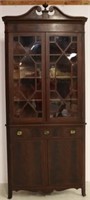 Two piece early corner cabinet