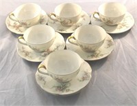 Set of 6 Theodore Haviland Cups & Saucers