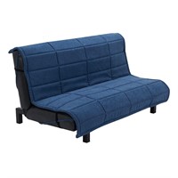 Kid's Grid Tufted Upholstered Sofa Bed, Blue