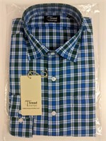ThreadChamps: Mens Dress Shirt (Size:L, Blue/Green