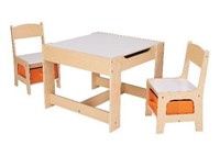 Senda Kids' Wooden Storage Table and Chairs Set