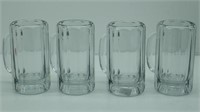 (4) 16 Oz Libby Heavy Paneled Glass Beer Mugs