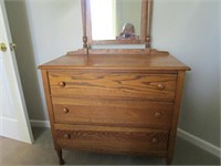 Vintage Oak Wash Stand with Mirror - pick up only-