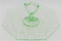 * Green Uranium Vaseline Glass Floral Flower