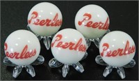 5 Peerless Beer Glass Marbles with Stands