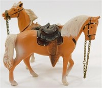 2 Vintage Cast Metal Mini Palamino Western Horses