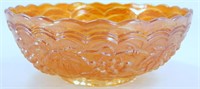 Vintage Carnival Glass Grape Pattern Bowl -