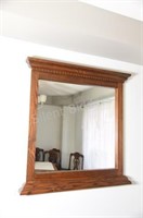 Oak Heavy Cornice Top and Bottom Framed Mirror