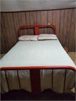 RED IRON BED - INCLUDES ALL BEDDING
