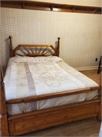 NICE OLD WOOD BED - INCLUDES BEDDING