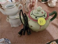HAND PAINTED TEAPOT AND WARMER