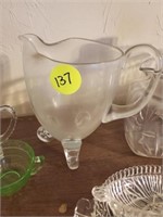 FOOTED GLASS PITCHER