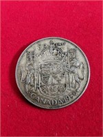 1950 Canada Silver 50 Cent Coin, .800 Silver
