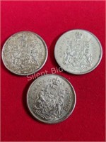 1962 X 2, 1964 X 1 Canada Silver Coins
