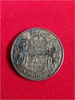 1951 Canada Silver 50 Cent Coin, .800 Silver