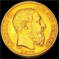 1876 Belgium Gold 20 Francs UNCIRCULATED