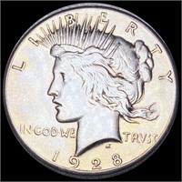 1928 Silver Peace Dollar AU+