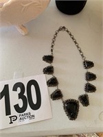 Black & Silver Necklace (Marked Sterling)