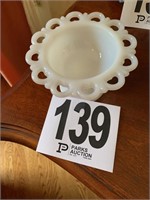 White Glass Candy Dish (Milk Glass Maybe) (Living