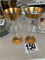 Glass Candle Holders/Gold Trim (Living Room)