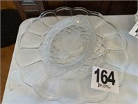 (1) Large Round & (1) Small Oval Glass Trays
