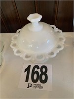 Covered Milk Glass Dish (Living Room)