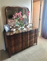 Queen Head Board & Frame, Dresser/Mirror End Table
