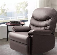 Slim Manual Recliner with Massage, Brown Faux