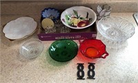 Flat of Dishes, Candle Holders, etc.