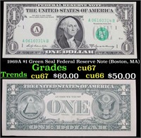 1969A $1 Green Seal Federal Reserve Note (Boston,