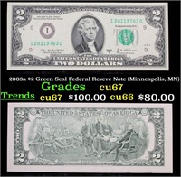 2003a $2 Green Seal Federal Reseve Note (Minneapol