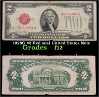 1928G $2 Red seal United States Note Grades f, fin