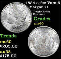 1884-cc /cc Vam 5 Morgan Dollar $1 Grades BU