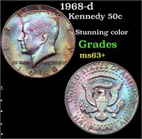1968-d Kennedy Half Dollar 50c Grades Select+ Unc