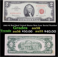 1963 $2 Red Seal United States Note Low Serial Num