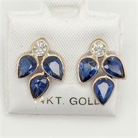 14K Yellow Gold Sapphire Diamond Earrings $2800