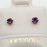 14K Yellow Gold Amethyst Earrings $120