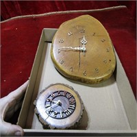 (2)Vintage wood clocks.
