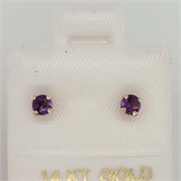 14K Yellow Gold Amethyst Earrings $120