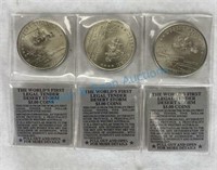 Three rare desert storm five dollar coins