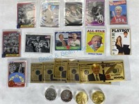Collection of Donald Trump ball cards coins and