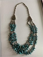 LARGE STERLING SILVER TURQUOISE NECKLACE