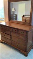 Maple 9-Drawer Dresser & Mirror